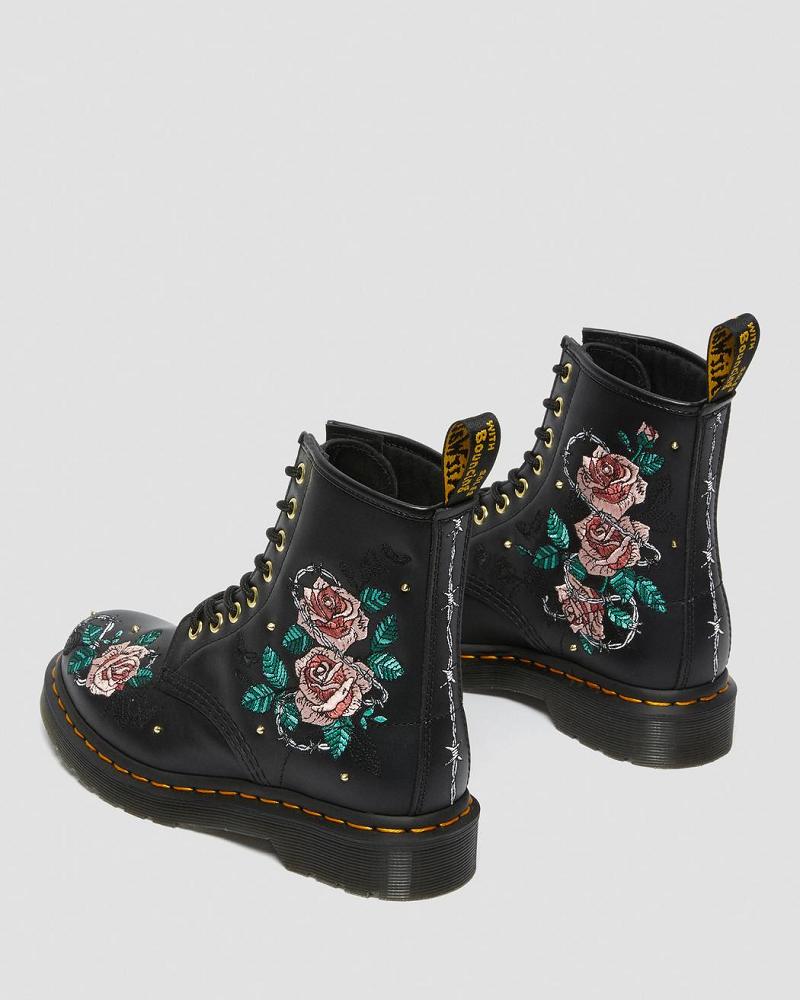 Dr Martens 1460 Vonda Floral Leren Veterlaarzen Dames Zwart | NL 564XYU